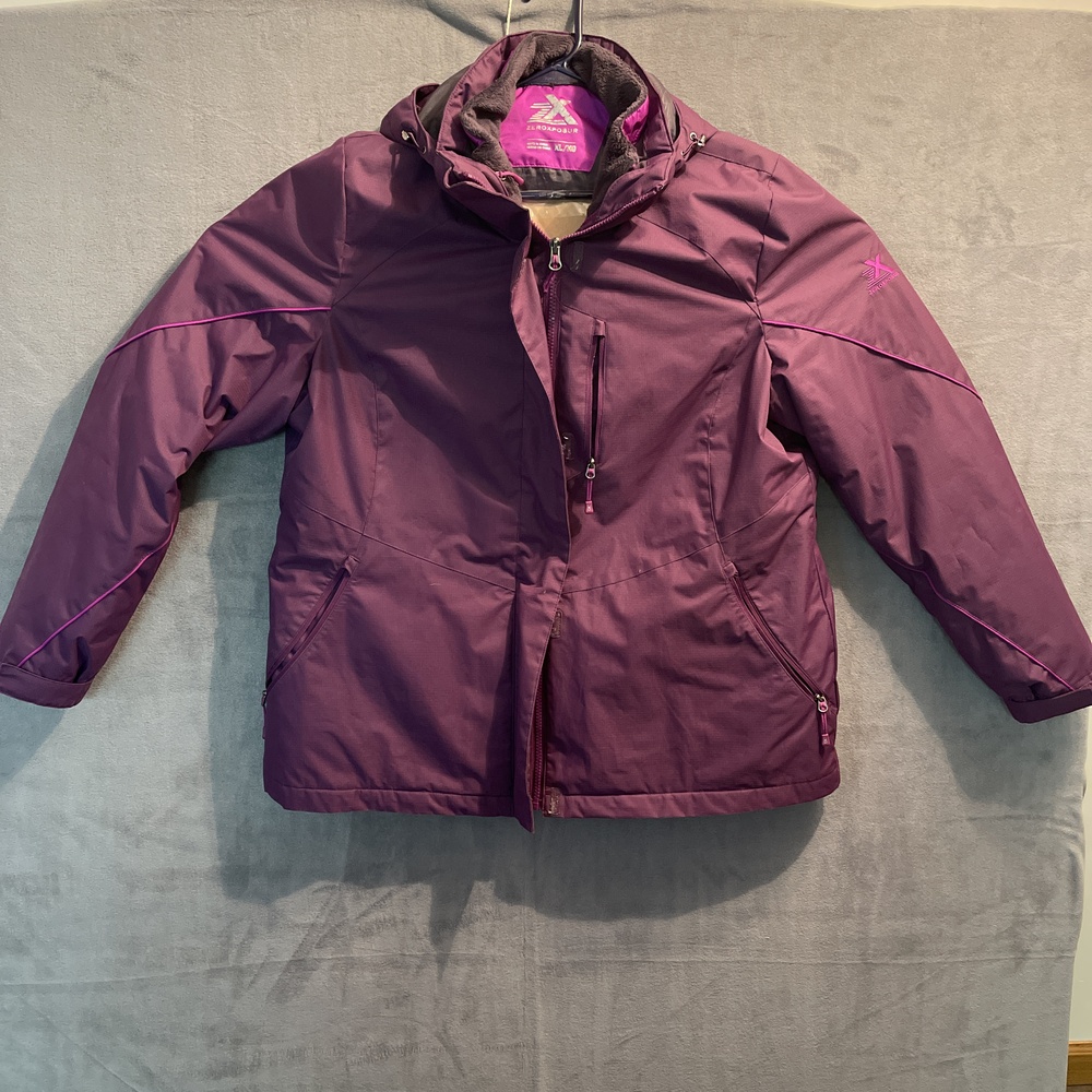 ZeroXposur Womens Winter Jacket Hooded Zipper Pockets Fleece Lining Extra Large